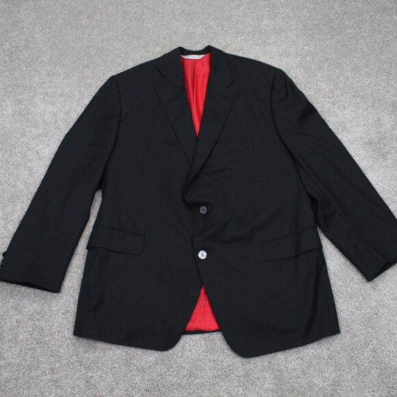 Samuelsohn Blazer Mens 44R Black Guabelo 2 Button Ventless Sports Jacket Coat - Picture 1 of 16
